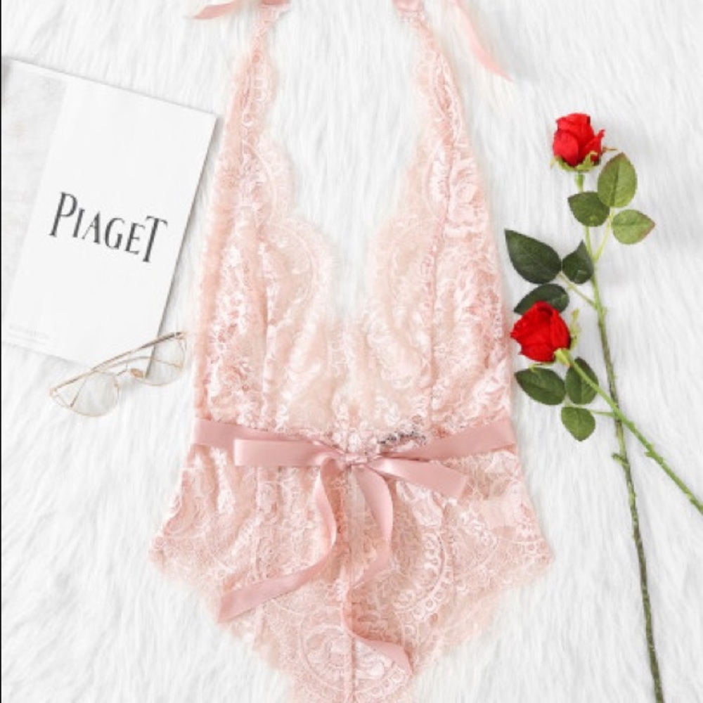 Lacey Pink Ribbon Lingerie